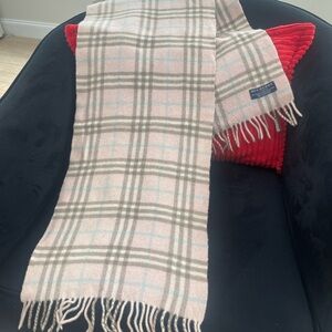 Burberry Beige and Pink Plaid Scarf